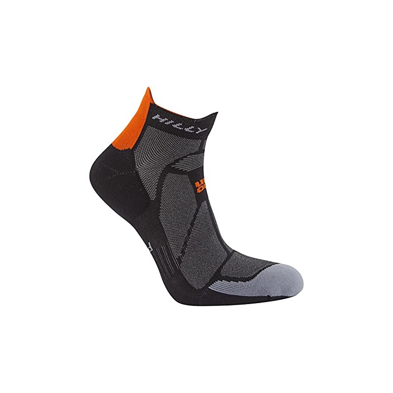 Hilly Unisex Marathon Fresh-Socklet-Min Cushioning Running Socks, black/orange