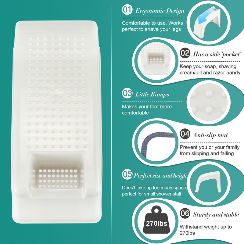 AmazeFan Shower Foot Rest, Shower Foot Stool for Shaving Legs,