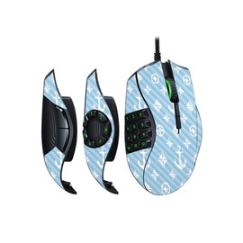 MightySkins Carbon Fiber Skin for Razer Naga Trinity - Baby Blue Designer | Protective, Durable Textured Carbon Fiber Finish | Easy to Apply, Remove, and Change Styles | Made in The USA