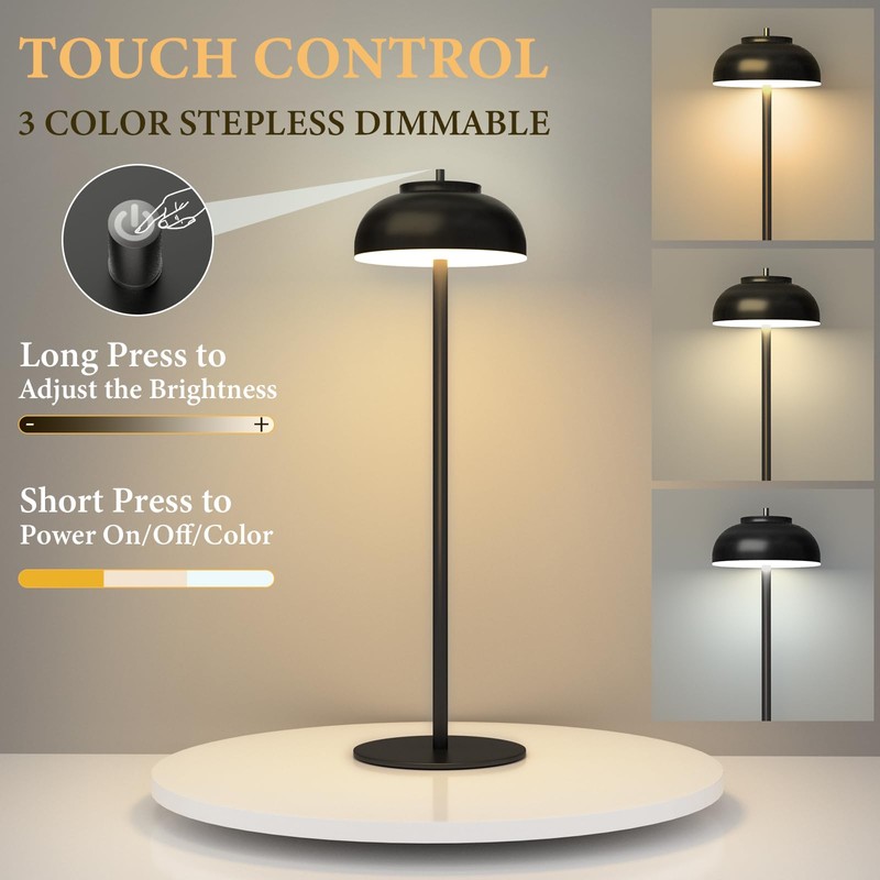 Moragin 2 Pack Led Cordless Table Lamps Rechargeable,Table Lights Battery