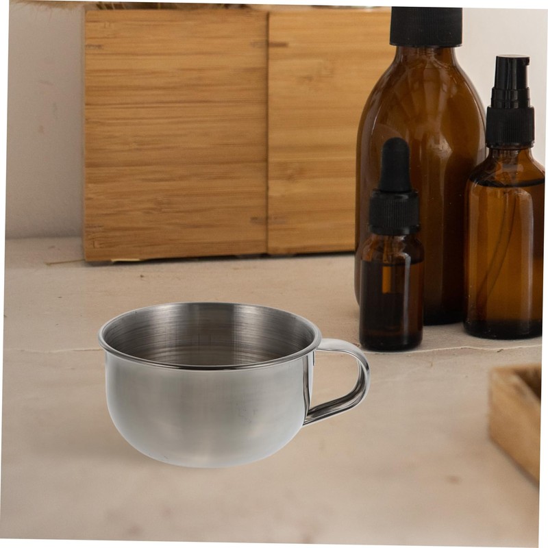 WOONEKY Stainless Steel Shaving Soap Bowl Handle Large Capacity Anti-Slip