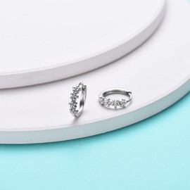 Silver Hoops Earrings for Women, Dainty Sterling Silver Small Huggie Hoop Earrings | Hypoallergenic Daisy Flower Hoops Earring Jewellery Gifts for Ladies Girls Birthday Wedding, 10mm Hoop