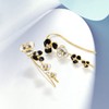Santuzza Enamel Black & White Flower Ear Climber Earrings 925