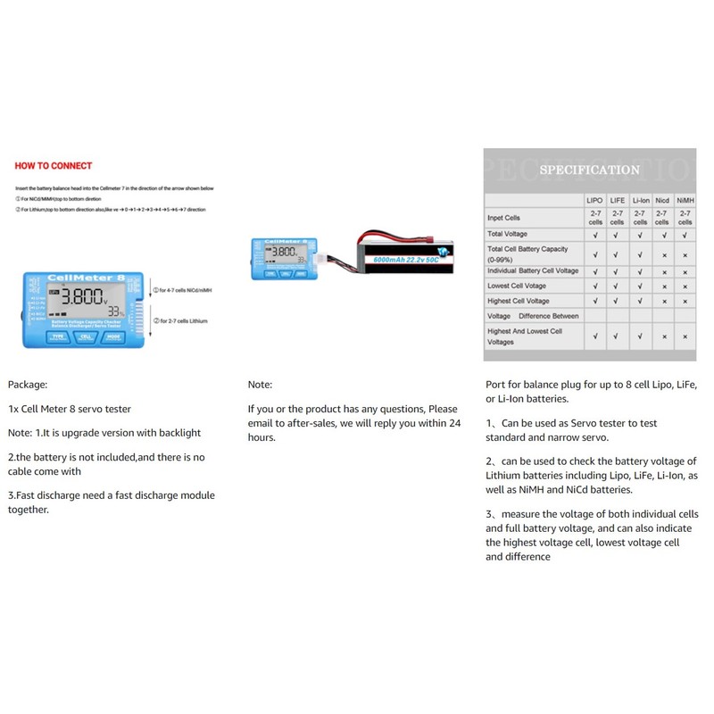 Digital Battery Capacity Checker Voltage Tester Meter for LiPo Life