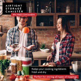 DWËLLZA KITCHEN Airtight Food Storage Containers with Lids - 5 Piece Set - Kitchen Accessories - Pantry Organization and Storage Containers for Food - Clear BPA-Free - Keeps Food Fresh & Dry