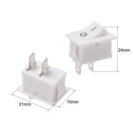 uxcell SPST 2 Position On/Off 2Pin Boat Rocker Switch Toggle AC 250V/6A 125V/10A,for Boat,Household Appliances,Snap,White