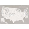 US Ski Resorts Map 24x36 Poster (White & Gray)