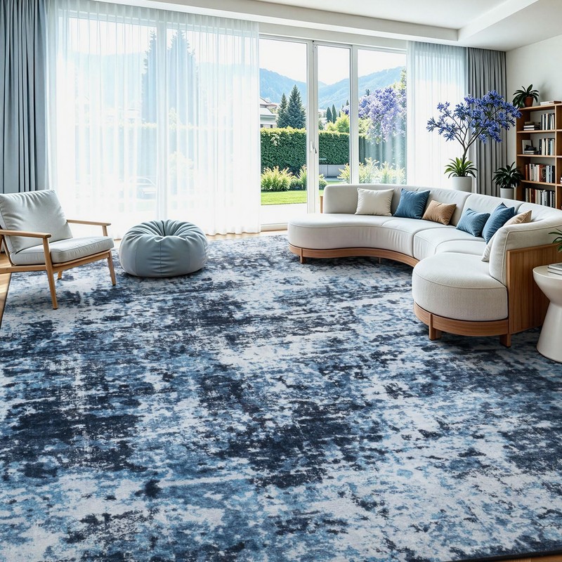 Lessymo Area Rug 9x12 Living Room, Washable Abstract Soft Carpet