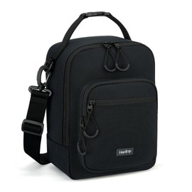 HanTrip Insulated Lunch Bag with Adjustable Shoulder Strap, Lunch Box for Women Men, Reusable Portable Lunchbox for Office Work Picnic (Black)