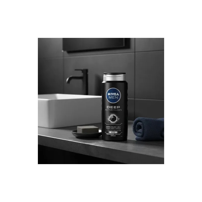 1pz De Jabon Liquido Nivea Men Carbon Activo De 500ml