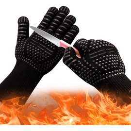 Grilling BBQ Gloves Anti-scald High Temp Resistance Fireproof Glove Grilling Barbecue,Cut-Resistant Grill Gloves,Kitchen Safe Cooking Gloves for Men, Oven Mitts,Smoker,Barbecue,Grilling.