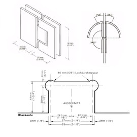 Menginvent Shower Door Hinges, 180 Degree Glass Door Hinges, Heavy-Duty Brass Shower Door Replacement Parts for 5/16"-1/2" (8-12mm) Glass Thick, Matte Black