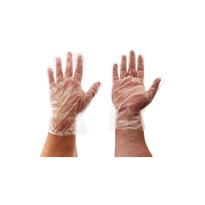 Winco Clear Disposable PE Gloves, Large, 500 pcs.