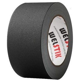 WELSTIK Cinta adhesiva negra de 2 pulgadas x 33 yardas, sin residuos, no reflectante, impermeable, se puede rasgar a mano, cinta de tela para fotografía, fondo de fotografía fijo