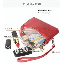 Belijoeuri Women's Purse, Small Purse with Zip, Modern Design, Ideal for Cards, Cash, Coins and Keys, Dark Blue, pink, Modern