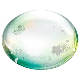 Sunlife O-00867 Chopsticks Rest Glass, 1.8 x 2.0 inches (4.5 x 5 cm), Cherry Blossom Song, Green, Made in Japan