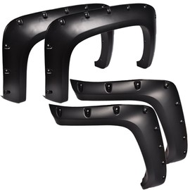 CNNELL 4pcs Fender Flares Compatible with Chevy Silverado 1500 2500HD 3500HD 07-13, Fit w/Regular Cab & Extended Cab, Fleetside 78.0"/97.6" Long Bed Smooth Pocket Rivet Style Wheel Flares Set