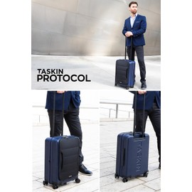 Taskin Protocol | Next Generation Hybrid Carry-On Luggage | 4 Wheel Spinner (22 Inch, Blue + Black)