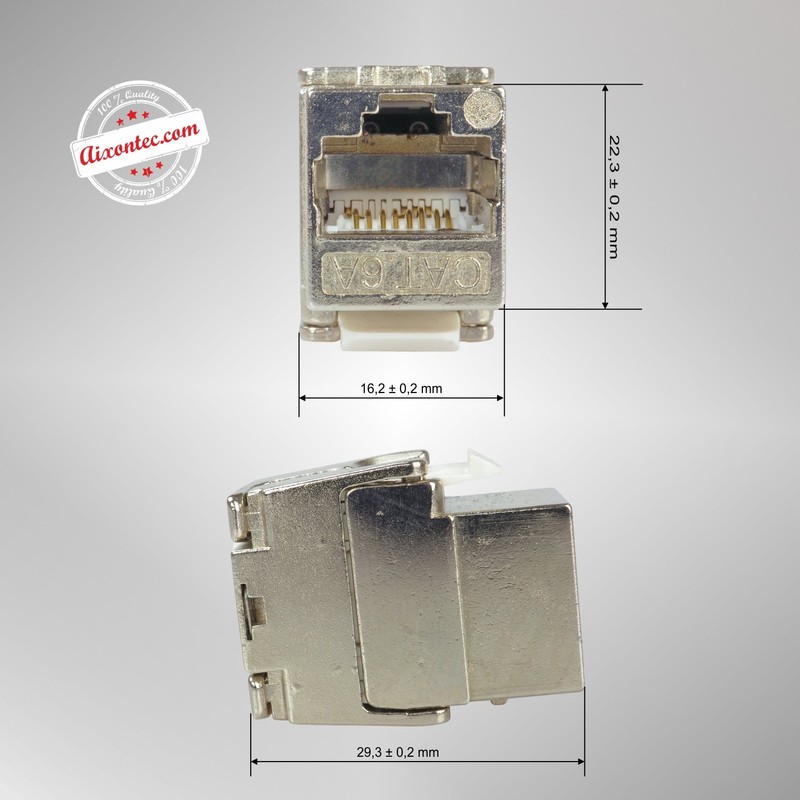 AIXONTEC Mini Cat.6A Keystone Jack RJ45 Module Socket 500 MHz