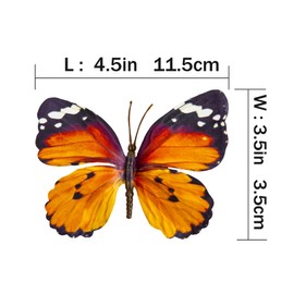 Berfutall-Decorative Butterfly Clips, 3D Artificial Silk Butterflies, Multicolor, 12-Pack, Home and Floral Decor (A, Large)