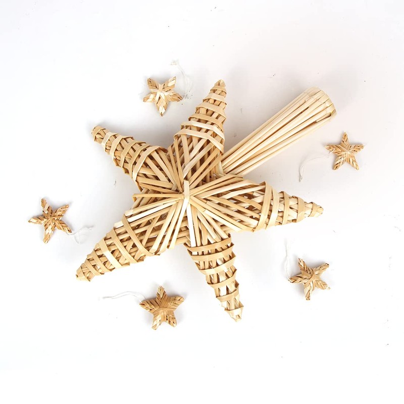 Christmas Tree Topper Star Made of Straw, Christmas Tree Topper