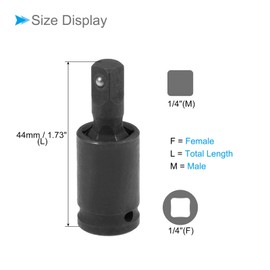 CoCud Impact Universal Joint, 1/4" Drive CR-V Steel Hex Ball Swivel Socket Adapter - (Applications: for Mechanical Equipment Repair), 2-Pieces
