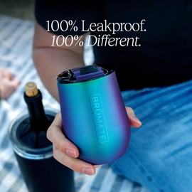 BrüMate Uncork'd XL MÜV - 100% Leak-Proof 14oz Insulated Wine Tumbler with Lid - Vacuum Insulated Stainless Steel Wine Glass - Perfect For Travel & Outdoors (Rainbow Titanium)