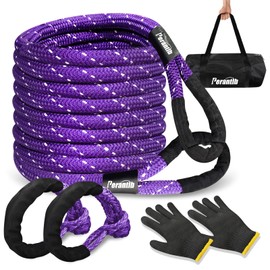 Kinetic Energy Recovery Rope 1" x 30ft,with Soft Shackle and Glove，Linetic Light Reflecting Tow Rope for 4WD Pick Up Truck, SUV, ATV, UTV