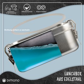 Dimono® Lunchbox Brotdose 550ml Auslaufsichere Bento-Box Brotzeit-Dose aus Edelstahl; Wasserdichte Nachhaltige Dose mit Fächer & Dichtungen