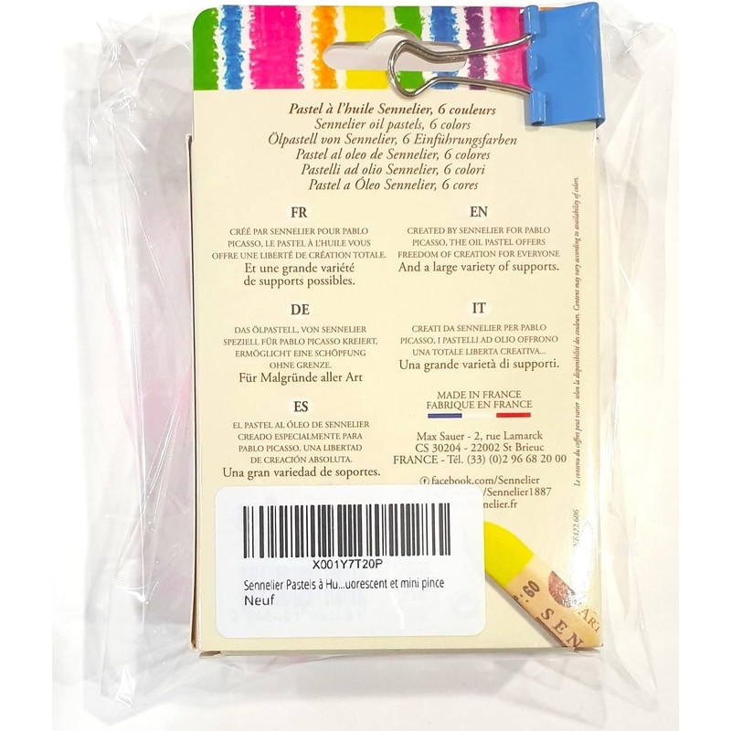Sennelier Oil Pastels 6 Colours Set Fluorescent and Mini Tweezers