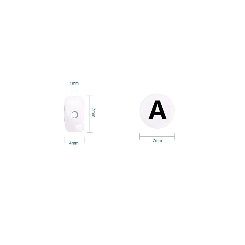 Amaney Vowel Letter Beads A 100pcs 7√ó4mm White Round Acrylic