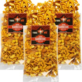 BBQ Snack Mix | Barbecue Corn Stcks, Corn Nuggets, Barbeque Pretzel Pieces, Roasted and Honey Roasted Peanuts | Runnin' Wild Foods, 1.5 Pounds total (Box of 3 bags, 8oz each)
