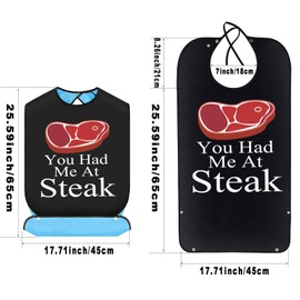 BWWKTOP Funny Steak Lover Bibs With Crumb Catcher BBQ Bibs For Adults You Had Me At Steak Adjustable Bibs For Meat Lover Meat Eate (At Steak)
