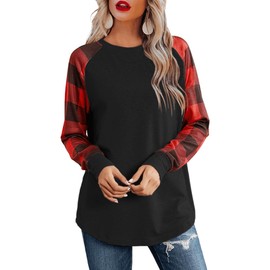 Aifer Womens Long Sleeve Tops Casual Flannel Shirts 2024 Fall Fashion Tunic Tops Trendy Thanksgiving Holiday Christmas Outfits
