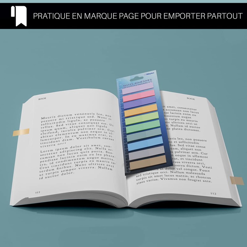 WAYTEX 800 Sticky Notes Reusable Laminated Bookmarks, 10 Colours, 4