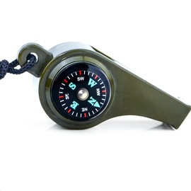 2-in-1 Emergency Survival Whistle with Compass, Military Green, Outdoor Camping Hiking Gear(2 Pack)