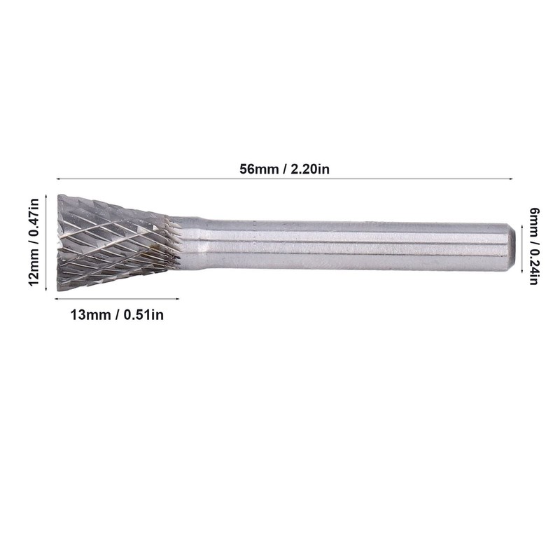 Inverted Cone Burr File, Double Cut Rotary Burr, Inverted Cone
