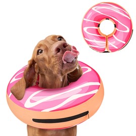 GoGoPaw Inflatable Dog Cone Collar to Stop Licking, Soft Neck Donut Collar After Surgery, Adjustable Recovery Cone for Small Medium Large Dogs (Donut,S)