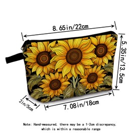 MoCaliduccious Sunflower Makeup Bag Small Pouch Gift for Women Travel Cosmetic Bag Organizer With Zipper Storage