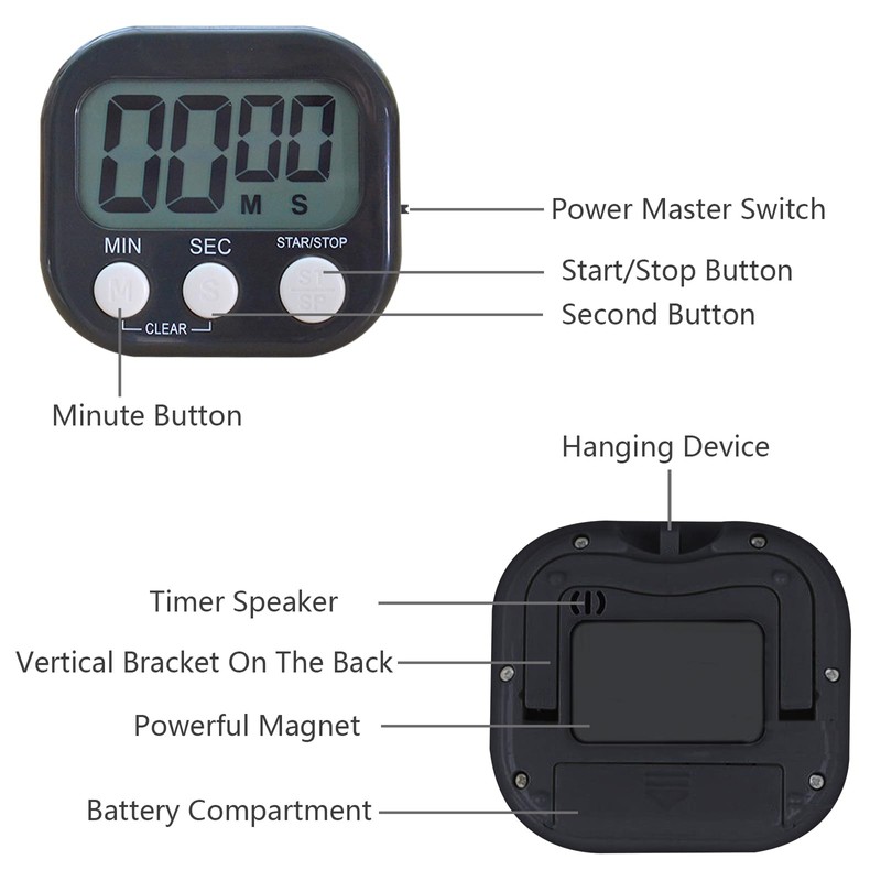 Nayubo Small Digital Timer for Kitchen Cooking Baking Sports Office