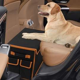 Back Seat Extender for Dogs up to 200lbs, Backseat Extender with Storage Pockets, Collapsible Dog Car Front Seat Extender for Travel