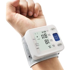 Blood Pressure Monitor - Wrist Accurate Automatic High Blood Pressure Monitors Portable LCD Screen Irregular Heartbeat Monitor with Storage Case and Adjustable Cuff Powered by Battery - White