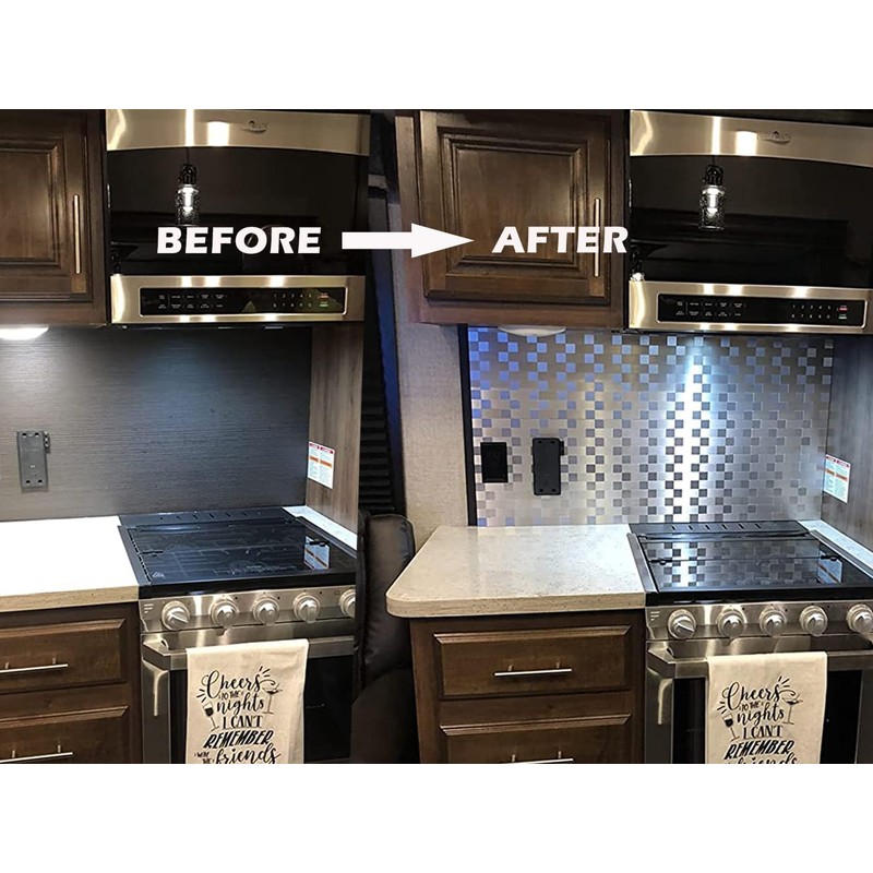 Yipscazo 20-Sheets Stainless Steel Peel and Stick Backsplash for Kitchen,