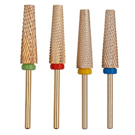 Bestgle 4Pcs Carbide Nail Drill Bits Set, 3/32 Inch Extra Long Professional Electric Nail File Drill Bits M C F XF Safety E file Nail Milling Cutter Tool for Manicure Cuticle Gel Polishing