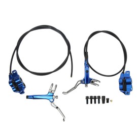 1 Pair Bicycle Hydraulic Disc Brake Four Pistons Aluminum Alloy CNC for Mountain Bike Left Front Right Back Blue