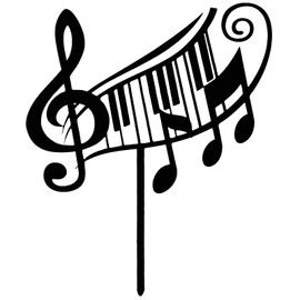 Notas musicales para tartas de cumpleaños, 3 piezas de notas musicales acrílicas, para fiestas de cumpleaños, músicos, regalos de boda, color negro