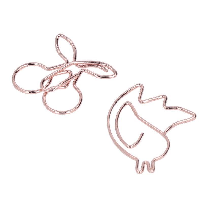 100Pcs Cute Paper Clips Cherry Hummingbird Style Electroplated Metal Gold