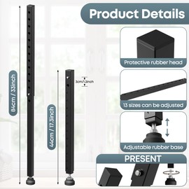 Gadgetzan Window Security Bars Adjustable,17-33 inch Window Lock Bar with Rubber Feet for Fine Adjustment,Window Locks for Horizontal Sliding Windows/Door,for Anti-Theft/Child Safety - Black