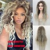 Fencca Long Curly Wigs for Women Ash Blonde Curly Synthetic