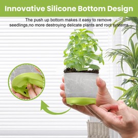 Sckee Clear Nursery Pots for Plants,30 Packs 4 inch Plastic Plant Pot Seedling Pots with Drainage Holes Silicone Base